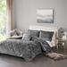 4pc Full/ Queen Luxurious Crushed Velvet Comforter Set Grey