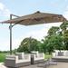 AOOLIMICS 9x9FT LED Aluminum Cantilever Umbrella Solution-Dyed Fabric