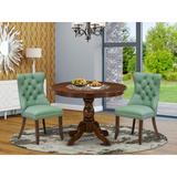 East West Furniture Dining Set Includes a Round Kitchen Table and Parson Chairs, Antique Walnut (Pieces Options)