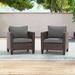 AOOLIMICS Outdoor 2 Chairs Conversation Brown Rattan Patio Sofa Set