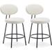 Counter Height Bar Stools, 24 Inch Upholstered Fabric Barstools with Backs and Metal Legs, Mid Century Modern Bar Stools