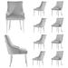 Light Grey Velvet Upholstered Dining Chairs with Mirrored Silver Metal Legs for Kitchen and Dining Room