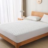 Waterproof Mattress Protector Rayon from Bamboo Fitted Quilted Mattress Pad Cover - White