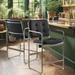 Leather Counter Height Barstool, Button Tufted Upholstered Bar Stools with Metal Legs