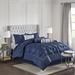 7pc Queen Embroidery Tufted Comforter Set Navy