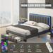 Upholstered Platform Bed with LED Lights,Drawer and Two Motion Activated Night Lights