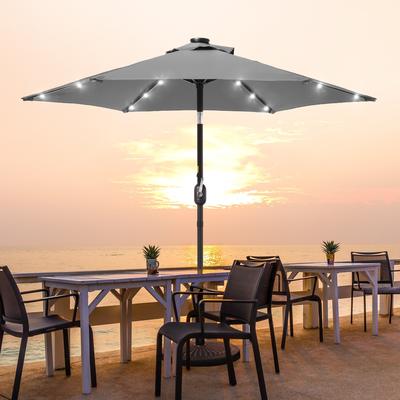 AOOLIMICS LED Outdoor Patio 7.5 ft. Deck Solar Light Market Umbrella