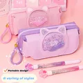 Trousse à crayons de grande capacité pour filles sac de rangement sac cosmétique tête de chat