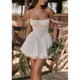 Y2K-Mini robe corset en dentelle blanche pour femme bretelles en fibre taille haute bustier