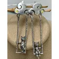 Boucles d'oreilles pendantes en argent vintage pour femmes et filles boucle d'oreille petit chat