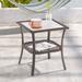 Winston Porter Raenee Side Table Glass/Wicker/Rattan in Brown | 20.25 H x 18.15 W x 18.15 D in | Outdoor Furniture | Wayfair