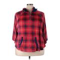 Cuddl Duds Pullover Hoodie: Red Plaid Tops - Women's Size 2X