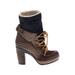 Diesel Boots: Winter Boots Chunky Heel Boho Chic Brown Print Shoes - Women's Size 36 - Round Toe