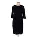 Cos Casual Dress - Shift Crew Neck 3/4 sleeves: Black Solid Dresses - Women's Size Medium
