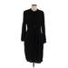 Gap Casual Dress - Shirtdress High Neck 3/4 sleeves: Black Solid Dresses - Women's Size Large