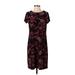 Nine West Casual Dress - Shift Crew Neck Short sleeves: Burgundy Print Dresses - New - Women's Size Small