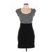 Be Bop Casual Dress - Sheath Scoop Neck Short sleeves: Black Stripes Dresses - Women's Size Large