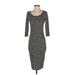 Bar III Casual Dress - Midi Scoop Neck 3/4 sleeves: Black Color Block Dresses - Women's Size X-Small