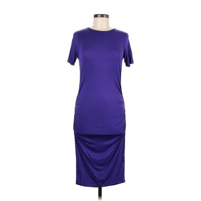 Venus Casual Dress - Midi Crew Neck Short sleeves: Purple Print Dresses - Women's Size Medium