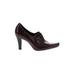Franco Sarto Heels: Slip On Chunky Heel Work Burgundy Solid Shoes - Women's Size 5 - Pointed Toe