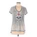 Grayson Threads Short Sleeve T-Shirt: Gray Acid Wash Print Tops - Women's Size Medium