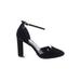 Lulus Heels: Pumps Chunky Heel Cocktail Black Print Shoes - Women's Size 9 - Almond Toe