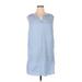 Southern Tide Casual Dress - Shift V Neck Sleeveless: Blue Print Dresses - Women's Size X-Large