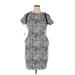 Rachel Roy Casual Dress - Sheath Crew Neck Short sleeves: Gray Snake Print Dresses - New - Women's Size 14