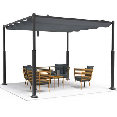 Pergola 3x3m wasserdicht stabil mit Terrassenüberdachung freistehend Outdoor Grau - Vounot Image