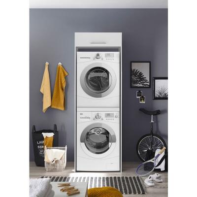 Waschmaschinenschrank Trockner Schrank für 2 Geräte 67 cm Weiß Clara Respekta Image