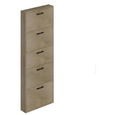 Schmaler Schuhschrank aus melaminharzbeschichtetem Holz mit 5 Tonklappen H.180x65x15 cm Image