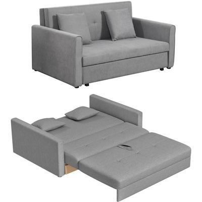 Schlafsofa, 2er-Sofa, mit verstecktem Stauraum, Pollycotton, Grau - Grau