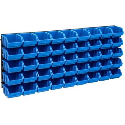 48tlg. Behälter-Set für Kleinteile mit Wandplatten Blau Schwarz Vidaxl 94555 Image