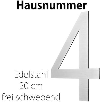 Edelstahl Hausnummer 20 cm Groß Gross Haus Nummer 4 Zahlen Hausnummernschild Hausnummern Schild Image