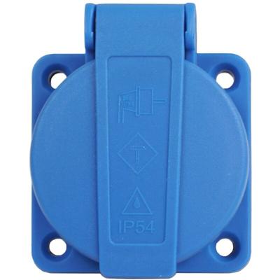 Schuko Einbausteckdose Anbausteckdose 1-Fach 16A 230V IP54 Blau Schraubanschluss Image