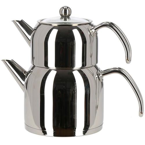 Teekanne Edelstahl Caydanlik Teekocher Wasser/Tee-Kessel Wasserkessel 3L, Teekessel 1,5L Griff