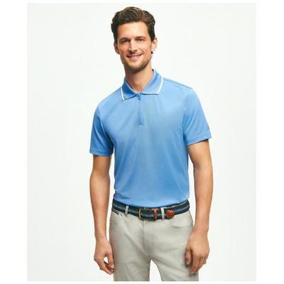 Brooks Brothers Men's Performance Series Half-Zip Pique Polo Shirt | Bright Blue | Size Medium
