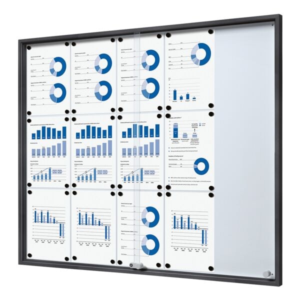 Showdown Displays Abschließbarer Schaukasten »SLIM« 15x A4 grau, 112.6x94.8x5 cm