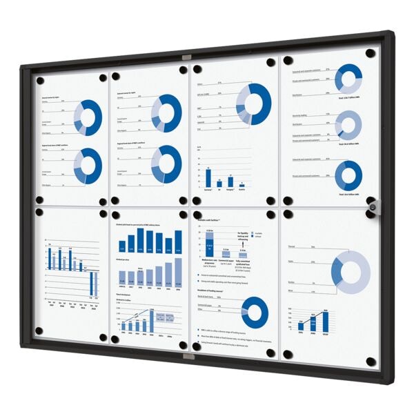 Showdown Displays Abschließbarer Schaukasten »Economy« 8x A4 (A1) schwarz, 93.1x65.5x2.6 cm Image