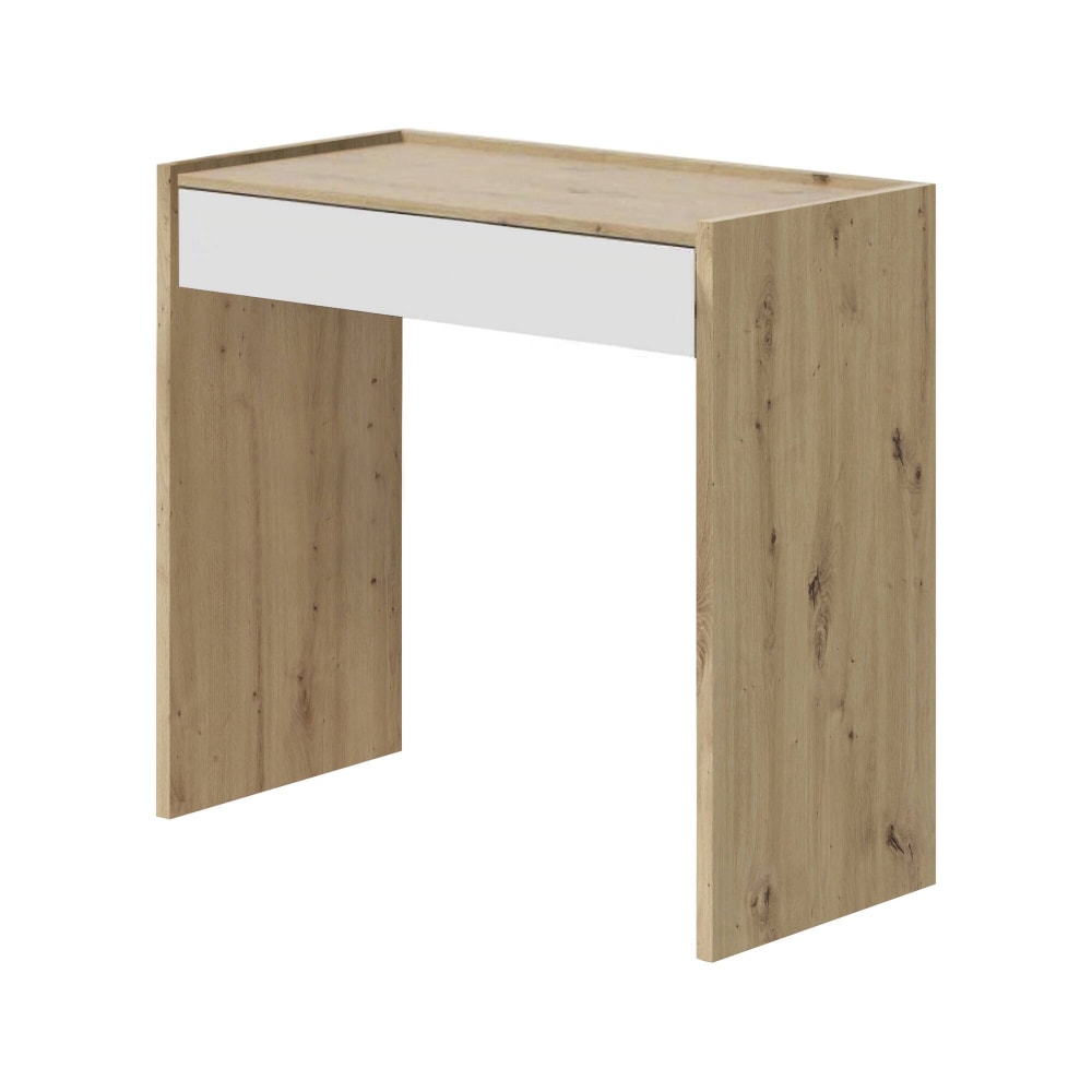 Bureau effet bois beige, blanc 81x40 cm
