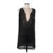Romeo & Juliet Couture Cocktail Dress - Shift V Neck Sleeveless: Black Print Dresses - Women's Size Medium