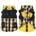 Dog Coat with Harness. Waterproof. Winter Jacket for Small Medium Dogs. Padded Coat. Reflective Vest. Puppy Coat Harness (Checkered Yellow)