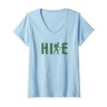 Damen Wandern Wandern Wanderer Grunge Green Love Hiking Trail Hiker Icon T-Shirt mit V-Ausschnitt