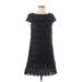 Ann Taylor Casual Dress - Shift Crew Neck Short sleeves: Black Solid Dresses - Women's Size 2