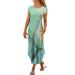 VBARHMQRT Female Sexy Dresses for Women Women s Short Sleeve Split Maxi Dress Casual Plain Tie Dye Print Tshirt Long Dresses with Pockets Green Holiday Dress for Women Bow Dress