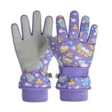 Baberdicy Gloves Children Cartoon Print Winter Ski Gloves Thermal Gloves Thermal Cycling Gloves Kids Windproof Gloves Gloves for Cold Weather Purple