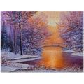 FREEAMG 1000 Piece Jigsaw Puzzle for Kids Adults - Winter Landscape River and Bridge Puzzle Game