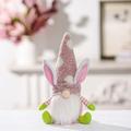 Lighted Easter Gnomes Holding Easter Eggs Standing Plush Bunny Gnomes Plush with Bunny Ear for Home Easter Desktop Bunny Easter Gnome Indoor Spring Decor Stuffed Doll Rabbit