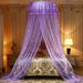 Mesh Bed Canopy - Elegant Lace Round Hoop Polyester Sheer Mesh Bed Curtains - Princess Dome Bedding Net for Twin Full Queen King Size Bed