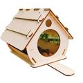 Thinsont Bird Feeder Bird House DIY Assembly Kit Made of Real Wood Hanging Wooden Bird House Garden Decoration